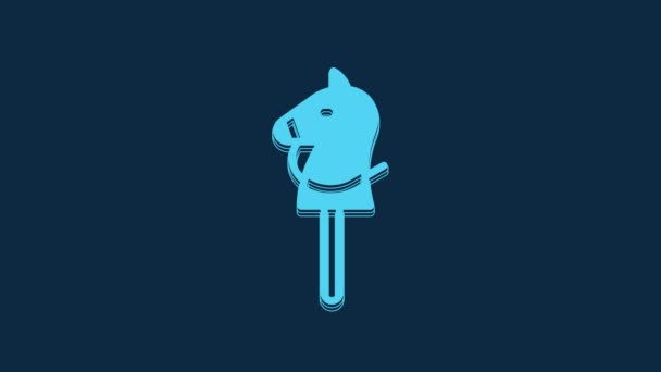 Blue Toy Horse Icon Isolated Blue Background Video Motion Graphic — Wideo stockowe