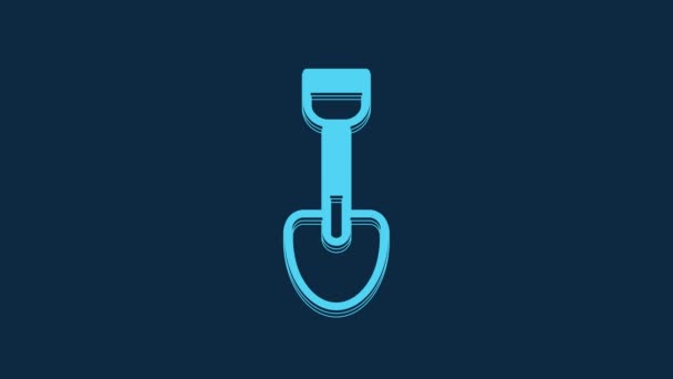 Blue Shovel Toy Icon Isolated Blue Background Video Motion Graphic — Stockvideo
