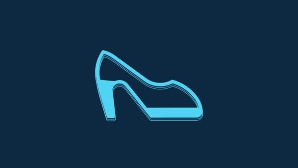 Blue Woman Shoe High Heel Icon Isolated Blue Background Video — Stock video