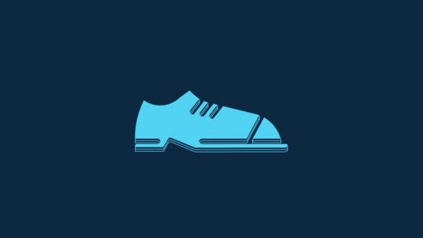 Blue Men Shoes Icon Isolated Blue Background Video Motion Graphic — Stock Video