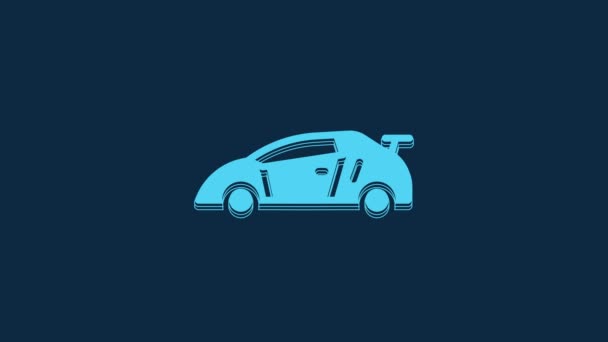 Ícone Carro Corrida Blue Sport Isolado Fundo Azul Animação Gráfica — Vídeo de Stock