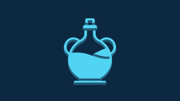 Blue Bottle Olive Oil Icon Isolated Blue Background Jug Olive — Stockvideo