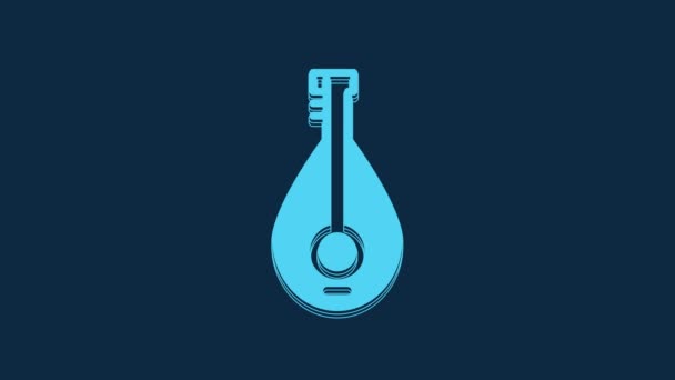 Blue Icona Mandolino Strumento Musicale Tradizionale Isolata Sfondo Blu Animazione — Video Stock