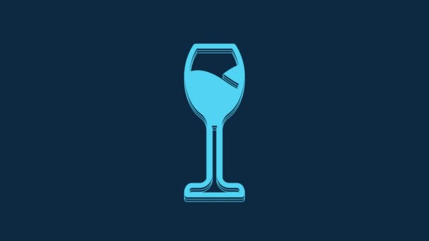 Blue Wine Glass Icon Isolated Blue Background Wineglass Icon Goblet — Wideo stockowe