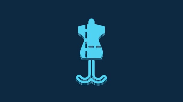 Blue Mannequin Icon Isolated Blue Background Tailor Dummy Video Motion — Stock Video