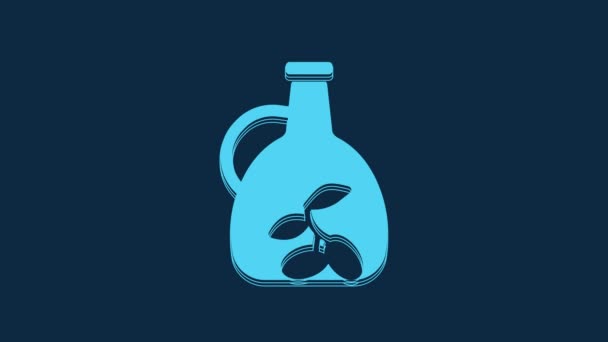 Blue Bottle Olive Oil Icon Isolated Blue Background Jug Olive — Vídeo de Stock