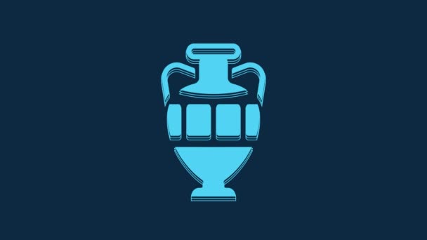 Blue Ancient Amphorae Icon Isolated Blue Background Video Motion Graphic — Stock Video