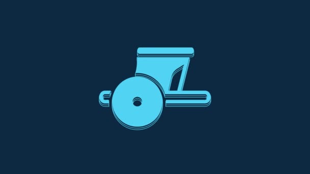 Blue Ancient Greece Chariot Icon Isolated Blue Background Video Motion — Stock Video