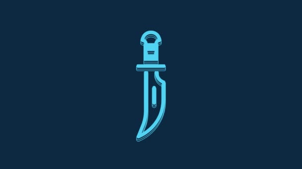 Blue Dagger Icon Isolated Blue Background Knife Icon Sword Sharp — Stock video