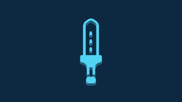 Ícone Espada Medieval Azul Isolado Fundo Azul Arma Medieval Animação — Vídeo de Stock