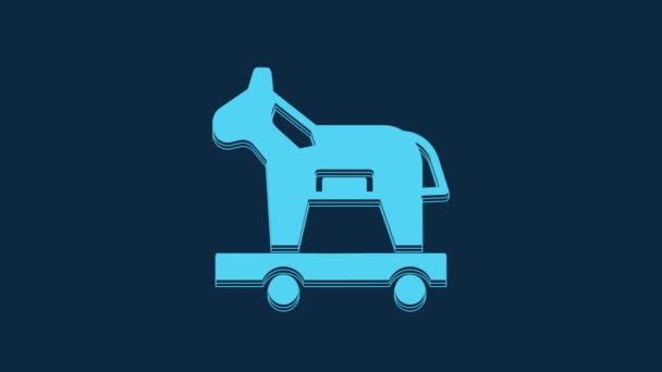 Blue Trojan Horse Icon Isolated Blue Background Video Motion Graphic — Stock Video
