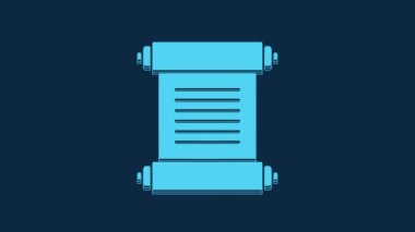 Blue Decree, paper, parchment, scroll icon icon isolated on blue background. 4K Video motion graphic animation.