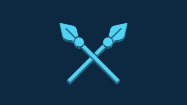 Mavi Haç Ortaçağ mızrakları ikonu mavi arka planda izole edilmiş. Ortaçağ silahı. 4K Video hareketli grafik canlandırması.