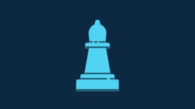 Blue Chess icon isolated on blue background. Business strategy. Game, management, finance. 4K Video motion graphic animation.