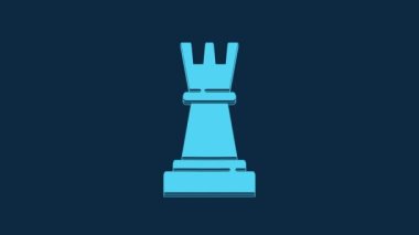 Blue Chess icon isolated on blue background. Business strategy. Game, management, finance. 4K Video motion graphic animation.