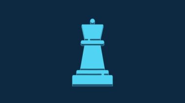 Blue Chess icon isolated on blue background. Business strategy. Game, management, finance. 4K Video motion graphic animation.