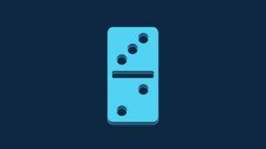 Mavi Domino simgesi mavi arkaplanda izole edildi. 4K Video hareketli grafik canlandırması.