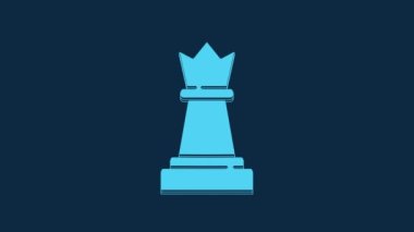 Blue Chess icon isolated on blue background. Business strategy. Game, management, finance. 4K Video motion graphic animation.