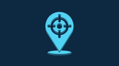 Blue Target sport icon isolated on blue background. Clean target with numbers for shooting range or shooting. 4K Video motion graphic animation.