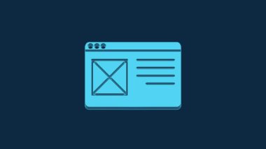Blue Browser window icon isolated on blue background. 4K Video motion graphic animation.