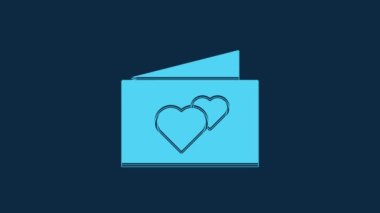 Blue Greeting card icon isolated on blue background. Celebration poster template for invitation or greeting card. 4K Video motion graphic animation.