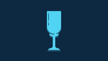 Blue Glass of champagne icon isolated on blue background. 4K Video motion graphic animation.