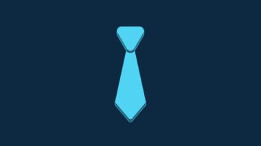 Blue Tie icon isolated on blue background. Necktie and neckcloth symbol. 4K Video motion graphic animation.