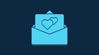 Blue Greeting card icon isolated on blue background. Celebration poster template for invitation or greeting card. 4K Video motion graphic animation.