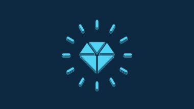 Blue Diamond icon isolated on blue background. Jewelry symbol. Gem stone. 4K Video motion graphic animation.