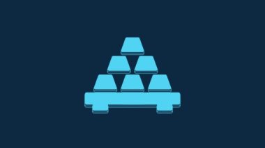 Blue Gold bars icon isolated on blue background. Banking business concept. 4K Video motion graphic animation.