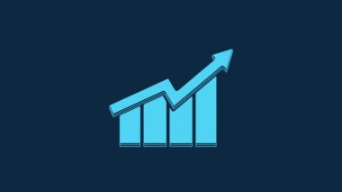 Blue Financial growth increase icon isolated on blue background. Increasing revenue. 4K Video motion graphic animation.