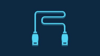 Blue Jump rope icon isolated on blue background. Skipping rope. Sport equipment. 4K Video motion graphic animation.