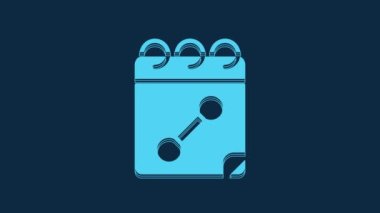 Mavi Takvim fitness simgesi mavi arkaplanda izole edildi. Eğitim programı. 4K Video hareketli grafik canlandırması.