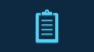 Blue Sport training program or fitness plan icon isolated on blue background. 4K Video motion graphic animation.