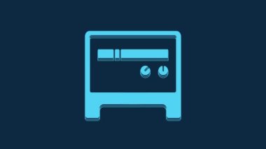 Blue Guitar amplifier icon isolated on blue background. Musical instrument. 4K Video motion graphic animation.