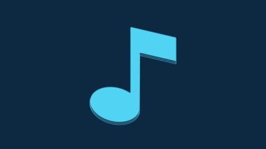 Blue Music note, tone icon isolated on blue background. 4K Video motion graphic animation.