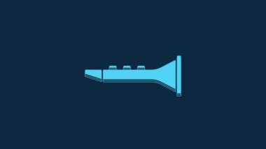 Blue Clarinet icon isolated on blue background. Musical instrument. 4K Video motion graphic animation.