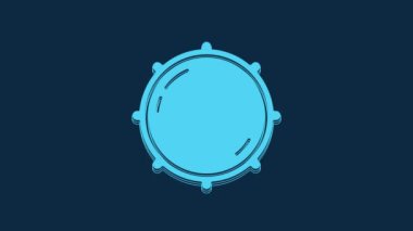 Mavi düğme seviyesindeki teknoloji ayarları simgesi mavi arkaplanda izole edildi. Ses tuşu, ses kontrolü, analog regülatör. 4K Video hareketli grafik canlandırması.