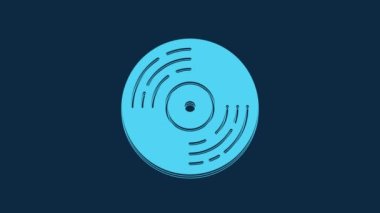 Blue Vinyl disk icon isolated on blue background. 4K Video motion graphic animation.