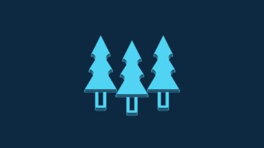Blue Trees icon isolated on blue background. Forest symbol. 4K Video motion graphic animation.