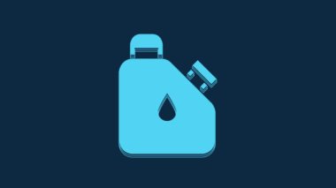 Blue Canister for flammable liquids icon isolated on blue background. Oil or biofuel, explosive chemicals, dangerous substances. 4K Video motion graphic animation.