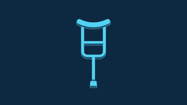 Blue Crutch Crutches Icon Isolated Blue Background Equipment Rehabilitation People — Stok video