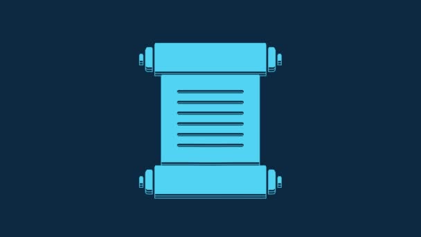 Blue Decree Paper Parchment Scroll Icon Icon Isolated Blue Background — Stock video