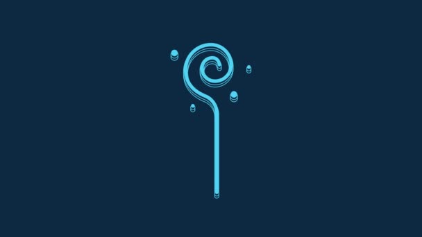 Blue Magic Staff Icon Isolated Blue Background Magic Wand Scepter — Stockvideo