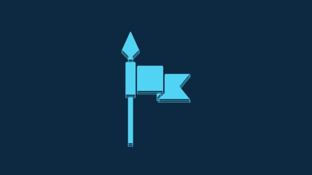 Icono Lanza Medieval Azul Aislado Sobre Fondo Azul Arma Medieval — Vídeo de stock