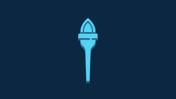 Icono Llama Antorcha Azul Aislado Sobre Fondo Azul Símbolo Fuego — Vídeos de Stock