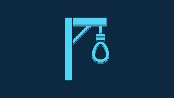 Blue Gallows Rope Loop Hanging Icon Isolated Blue Background Rope — Vídeo de stock