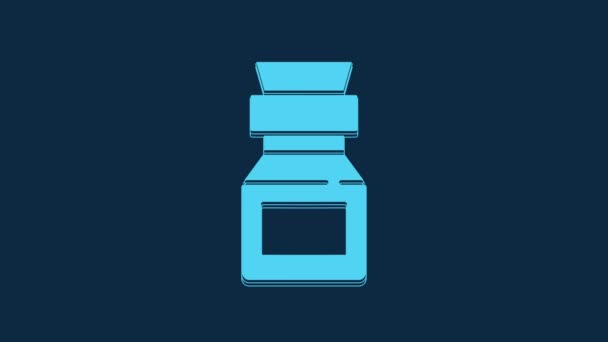 青い背景に隔離されたボトルアイコンの青い毒 毒や有毒化学毒素のボトル 4Kビデオモーショングラフィックアニメーション — ストック動画