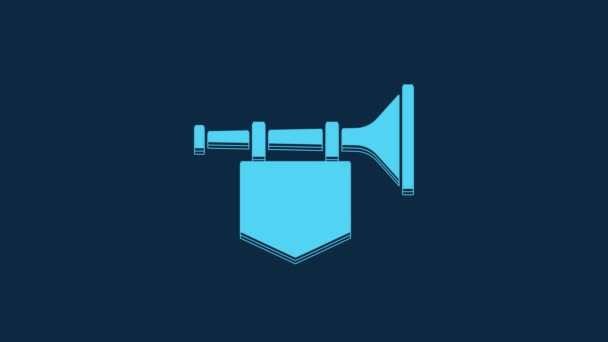 Trumpet Azul Com Ícone Bandeira Isolado Fundo Azul Trombeta Instrumento — Vídeo de Stock