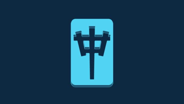 Blue Mahjong Pieces Icon Isolated Blue Background Chinese Mahjong Red — Stock Video